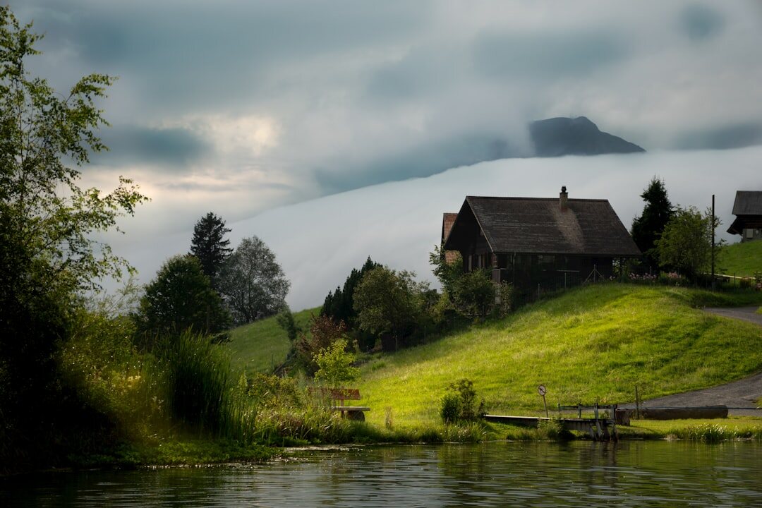 swiss chalet in valley
